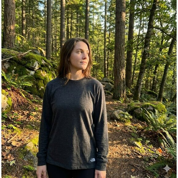 The North Face 98% Recycled Material Long Sleeve Shirt Small Gray - Picture 6 of 6